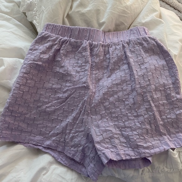Purple button down and short matching set - Picture 2 of 4